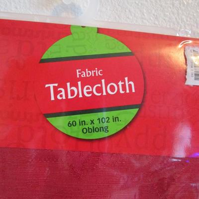 Red Christmas tablecloth 60" x 102" oblong festive poinsettia design