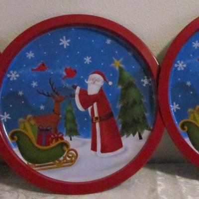 3 Christmas serving plates - metal