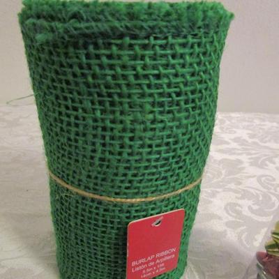 12 Mini grapevine wreaths-heart-shaped, 3 yd x  1-1/4" red, white & blue ribbon, 15' x 5-1/2" green burlap ribbon, pk...