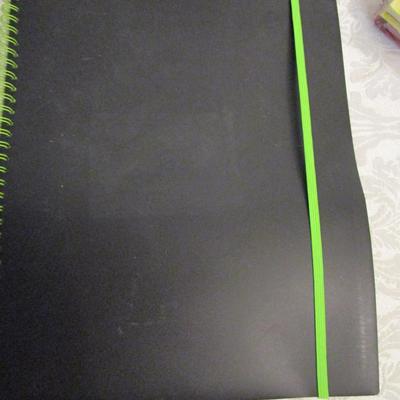 Address book, journal, rubber stamps cubicle clips, labels