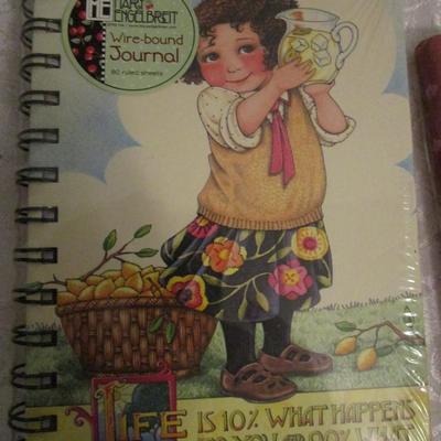Address book, journal, rubber stamps cubicle clips, labels