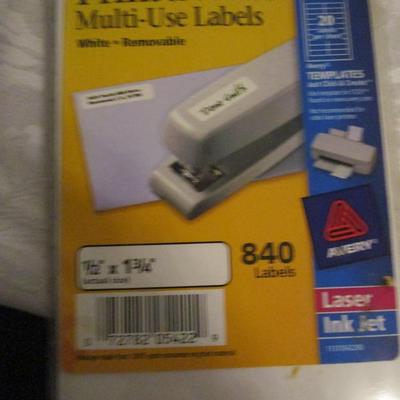 Address book, journal, rubber stamps cubicle clips, labels