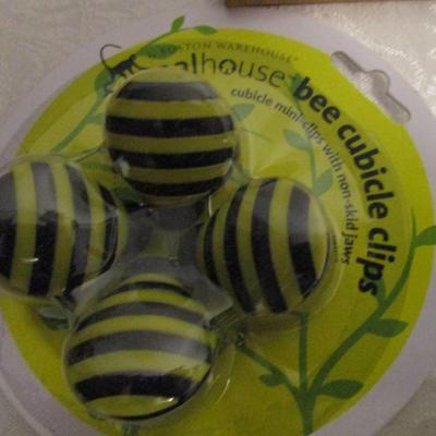 Address book, journal, rubber stamps cubicle clips, labels