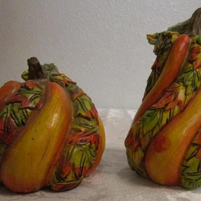 2 decorative pumpkins