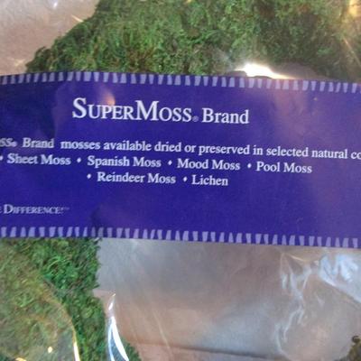 2 moss wreaths 12" new in pkg, moss mat - missing 7" x  6.5" of a 16" x 18" mat 