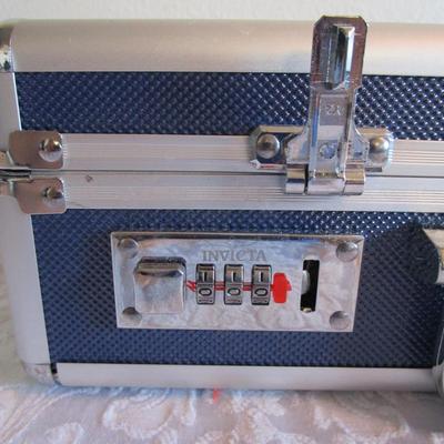 Invicta 18-slot Aluminum Watch Carrying Breifcase with combination lock, Blue & silver