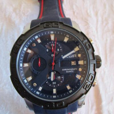 Megir Men's Watch, quartz movement, alloy case, silicone strap, blue dial 2055
