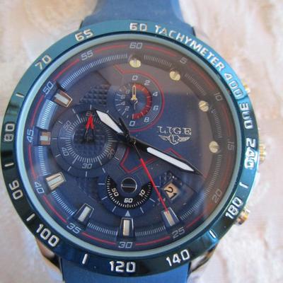 Lige Men's Watch "The Dream", blue watchband, water resistant