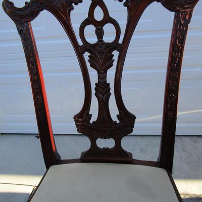 Vintage padded, carved wood chair, needs upholstering