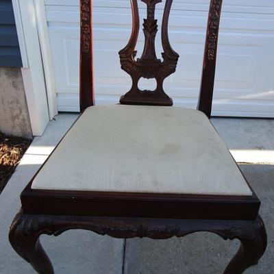 Vintage padded, carved wood chair, needs upholstering