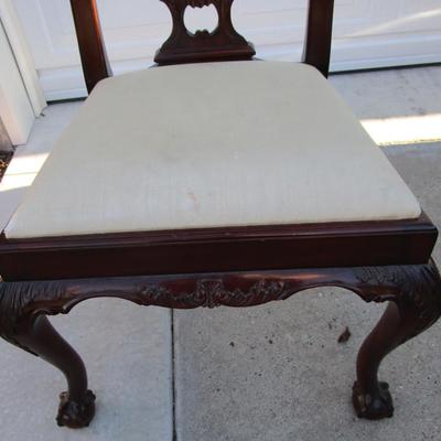 Vintage padded, carved wood chair, needs upholstering