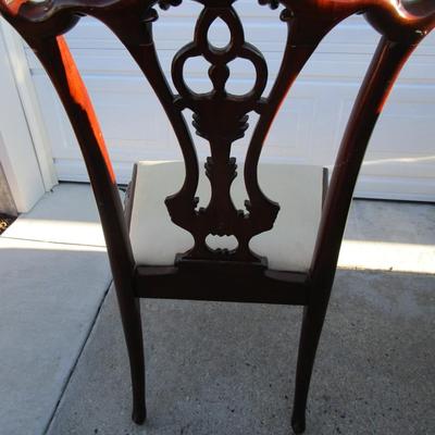Vintage padded, carved wood chair, needs upholstering