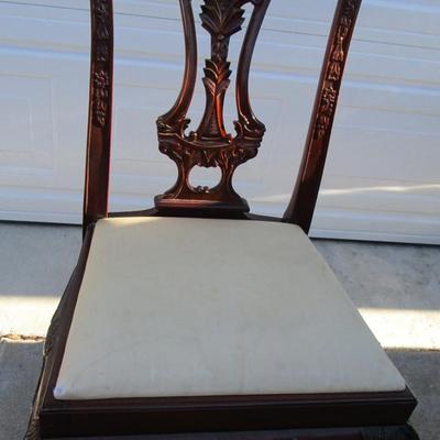 Vintage padded, carved wood chair, needs upholstering