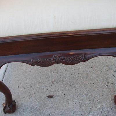 Vintage padded, carved wood captain's chair, needs upholstering