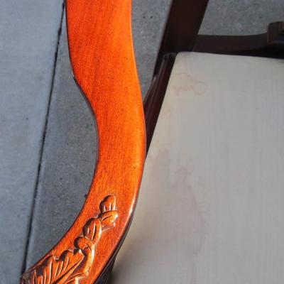 Vintage padded, carved wood captain's chair, needs upholstering