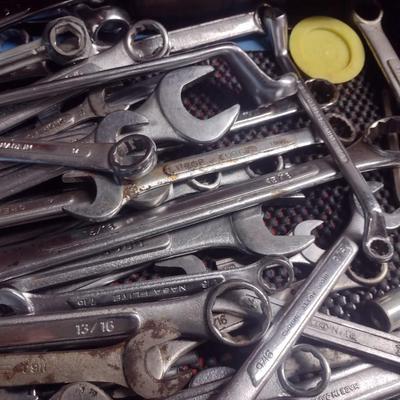 Large Collection of Open and Box End Hand Wrenches Various Brands