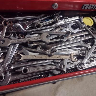Large Collection of Open and Box End Hand Wrenches Various Brands