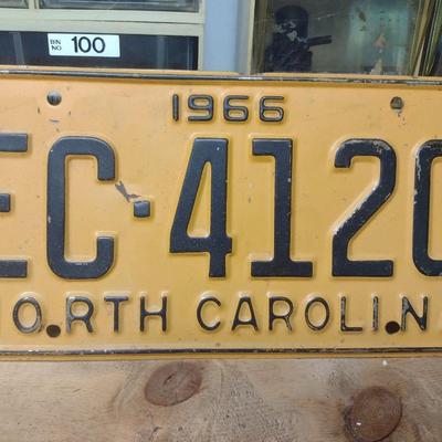 1966 North Carolina Vehicle License Plate
