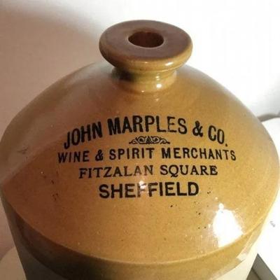 Scarce- John Marples & Company Sheffield Large Stoneware Jug 19" Tall & Very Heavy Preowned from an Estate.