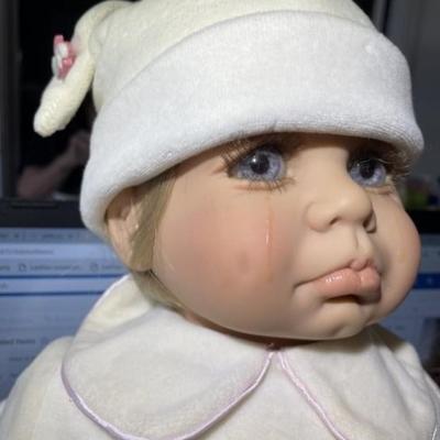 Vintage Gail Shumaker Crying Baby Doll 18" Marked Dated 1995 in Good Preowned Condition Plus 1 Extra Outfit.