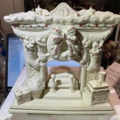 Lenox "Twas the Night" Collection 8" Christmas Porcelain Fireplace Candle Holder Figurine in Original Box as Pictured.