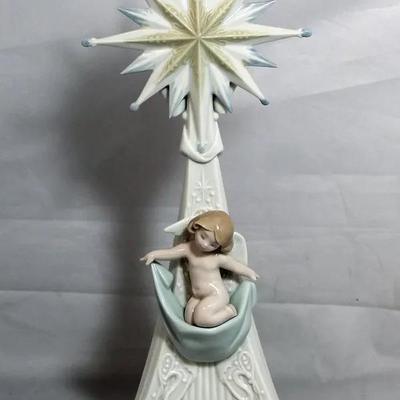 Vintage Lladro Angelic Light 6586 Candle Holder 13.5" Tall in VG Preowned Condition as Pictured. No Original Box.