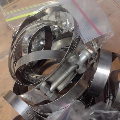 Assortment of Hose Clamps Various Sizes and Uses (G-3)