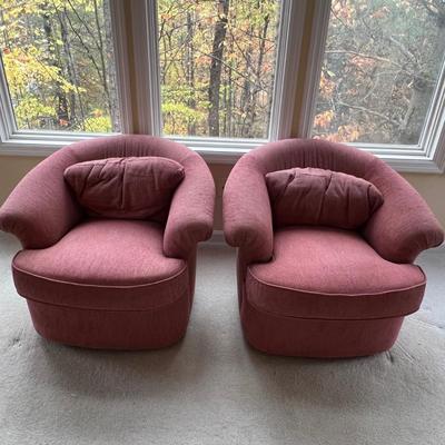Pair of Matching Swivel Barrel Chairs (LR-RG)