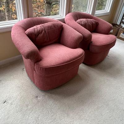 Pair of Matching Swivel Barrel Chairs (LR-RG)