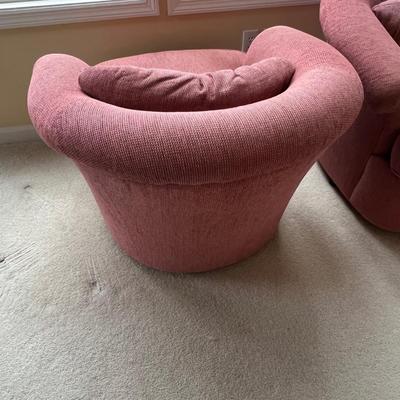 Pair of Matching Swivel Barrel Chairs (LR-RG)