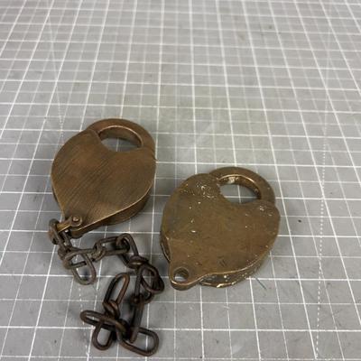 2 Antique Brass Lock NO KEYS