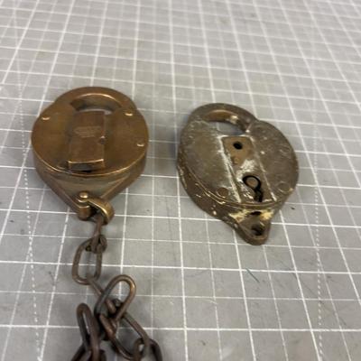 2 Antique Brass Lock NO KEYS