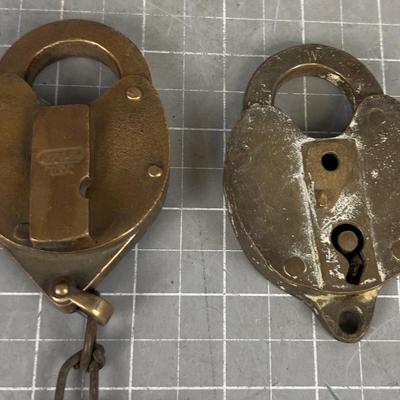 2 Antique Brass Lock NO KEYS