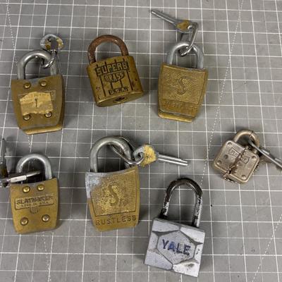 7 Vintage Locks Some have Keys 