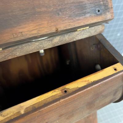 Old Telephone Wood Box with Parts