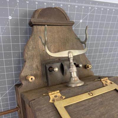 Old Telephone Wood Box with Parts