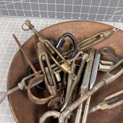 Steel Pan Full of Old Turn Buckles 