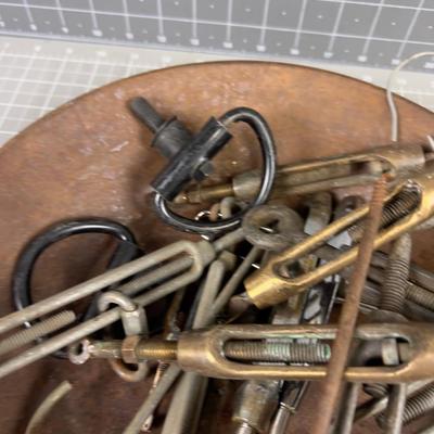 Steel Pan Full of Old Turn Buckles 