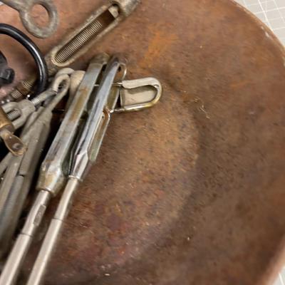 Steel Pan Full of Old Turn Buckles 