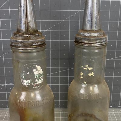 Antique Motor Oil JARS with SPOUTS 