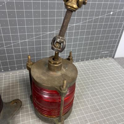 2 Brass Ship Lights with Red Lens 