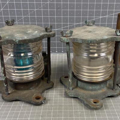 2 Brass Ship Lights with Clear Lens 