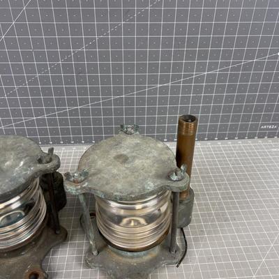 2 Brass Ship Lights with Clear Lens 
