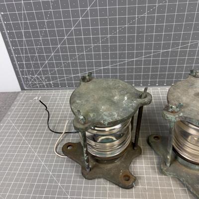 2 Brass Ship Lights with Clear Lens 