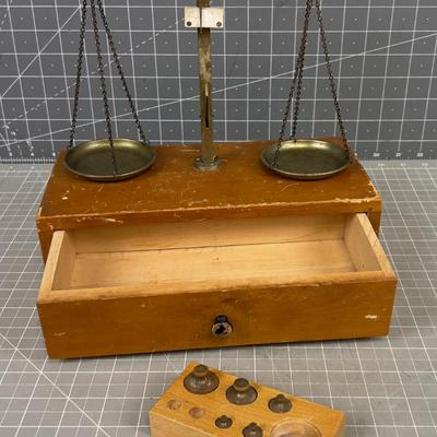 Balance Scale with Wood Drawer Box
