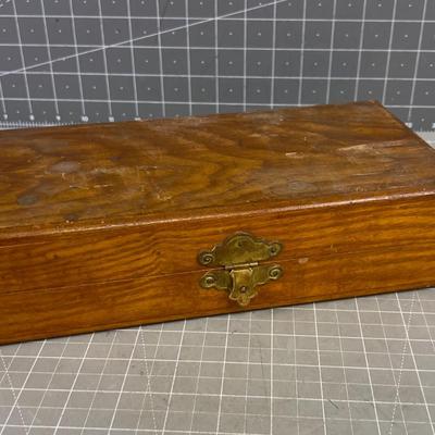 Antique Oak Box with Brass Box