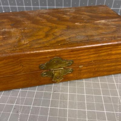 Antique Oak Box with Brass Box