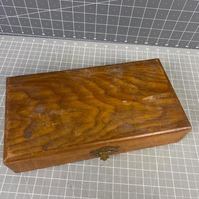 Antique Oak Box with Brass Box