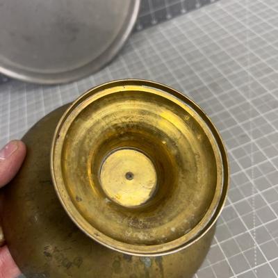 Pewter Tray and Brass Bowl 