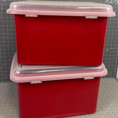 2 Letter of Legal Size File Folder Storage Bins with Lids